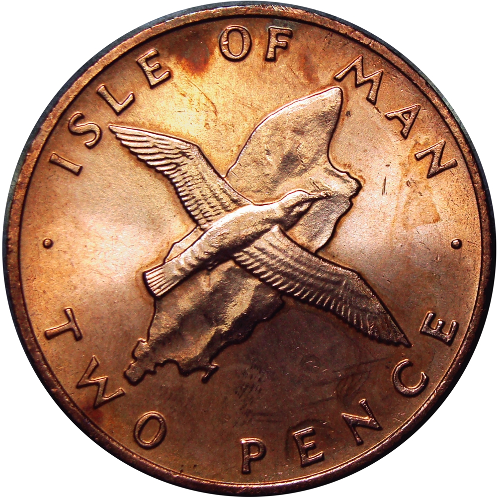 Isla de Man Moneda Two - 2 Pence 1976 Pardela Pichoneta  - Numisfila