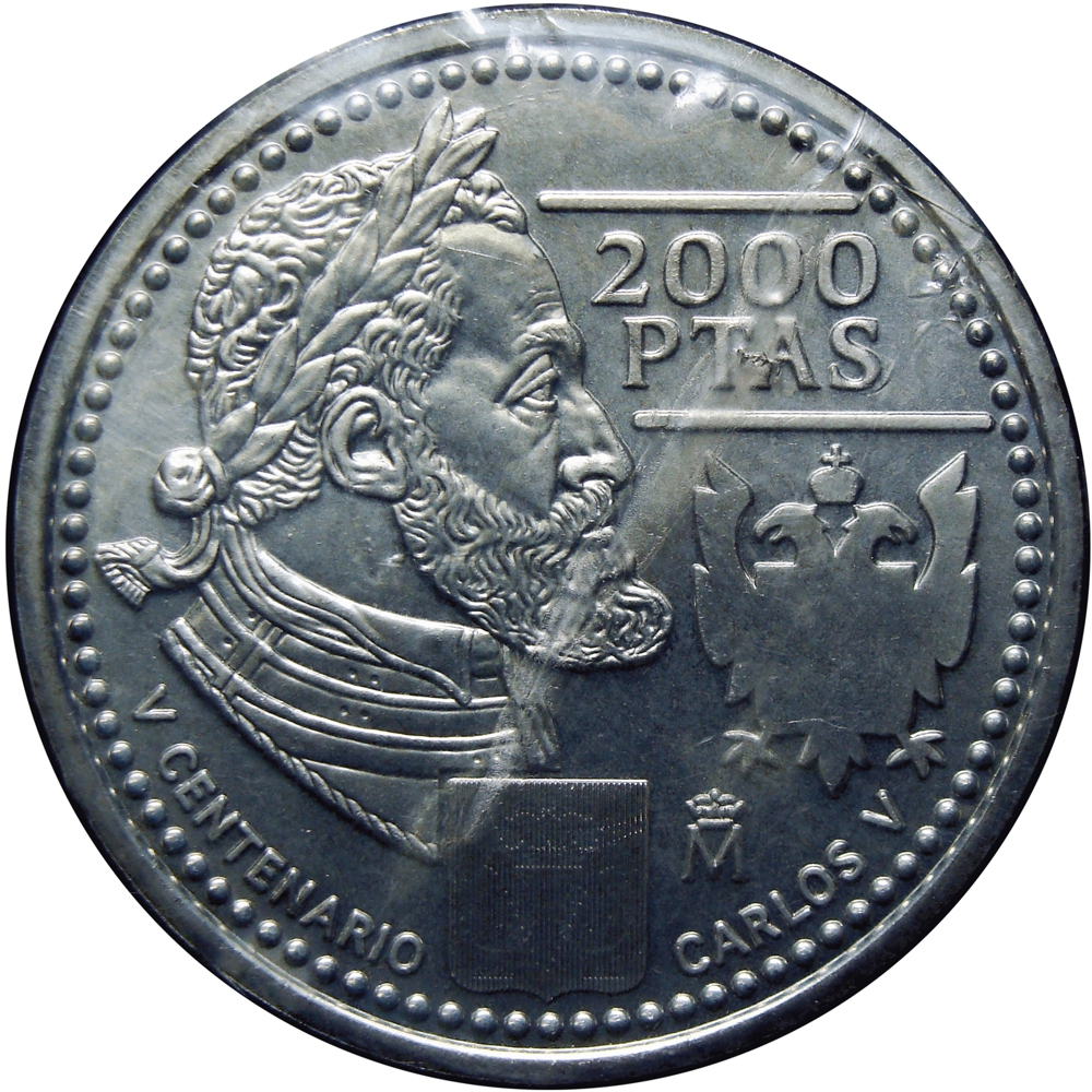 España Carlos V Moneda de Plata 2000 Pesetas 2000 - Numisfila