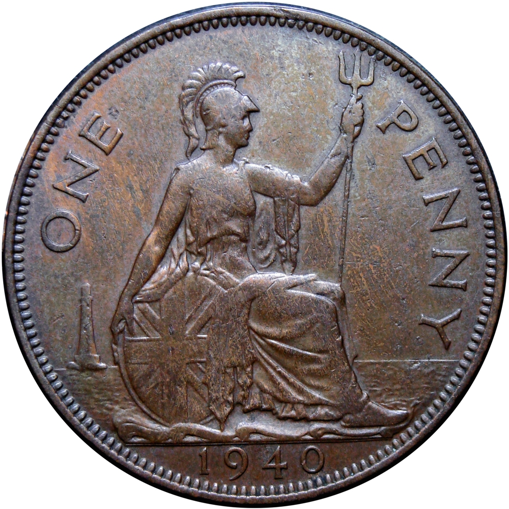 Reino Unido Moneda de Bronce One Penny 1940 Jorge VI - Numisfila