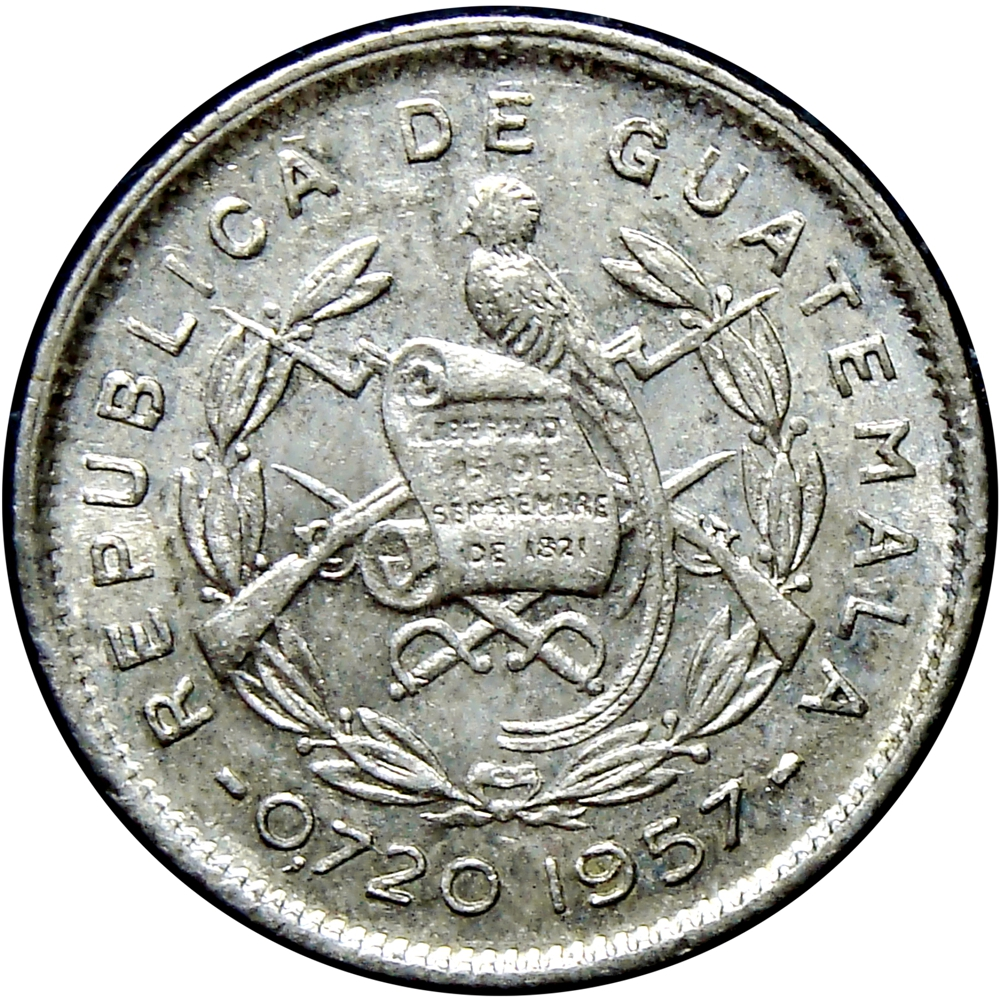 Guatemala Moneda de Plata 5 Centavos de Quetzal 1957  - Numisfila