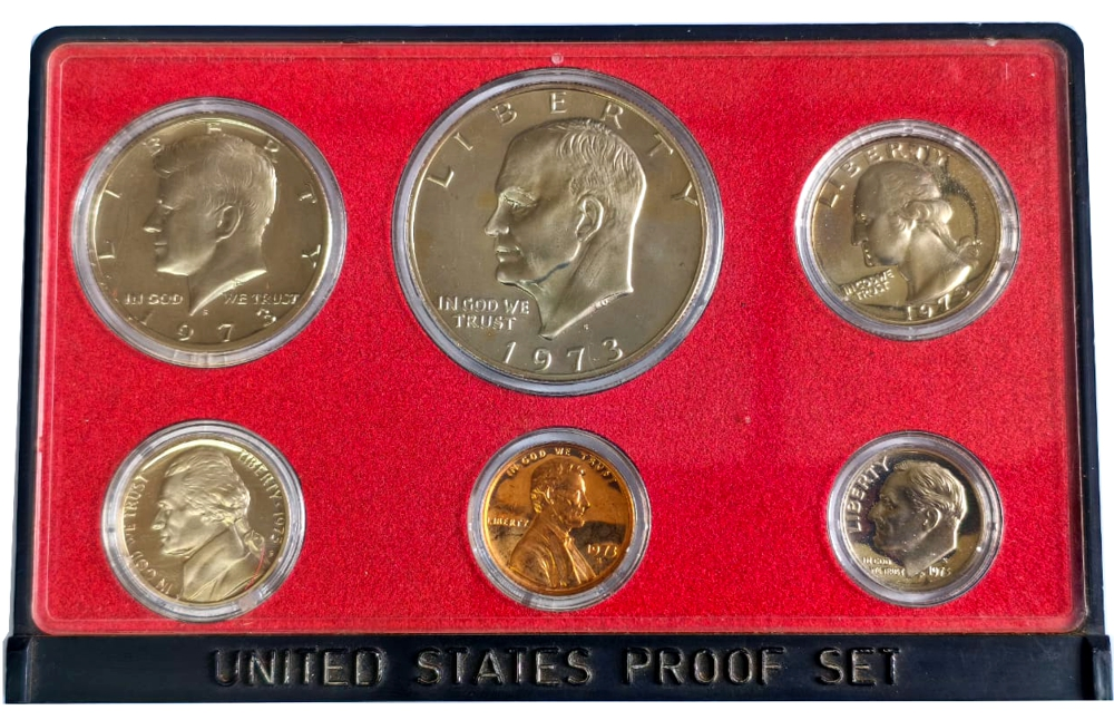 Set EE.UU. 6 Monedas Proof 1973 S Estuche Original  - Numisfila