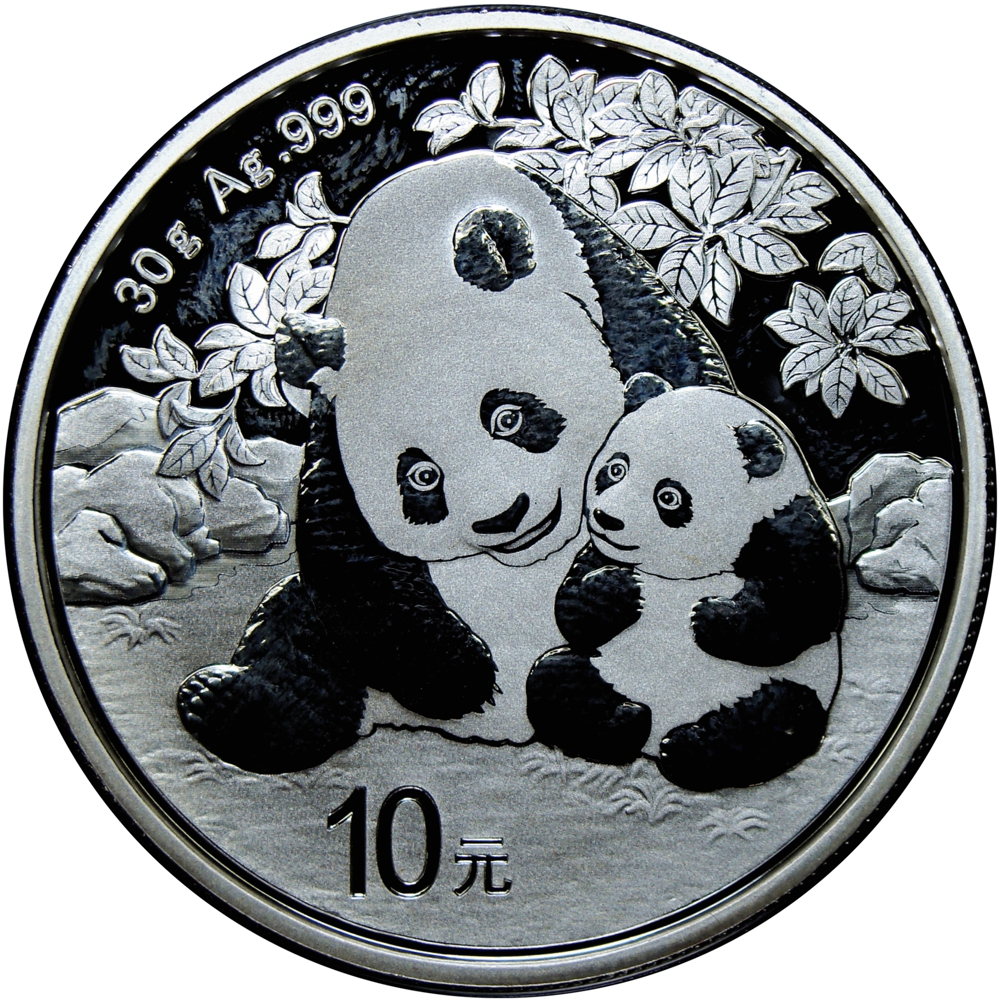 China Moneda de Plata 10 Yuan 2024 - Panda y su cría - Numisfila