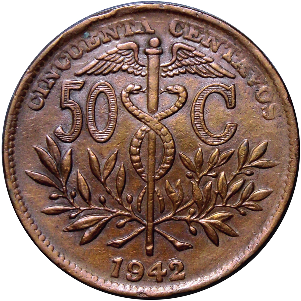 Bolivia Moneda de Latón 50 Centavos 1942   - Numisfila