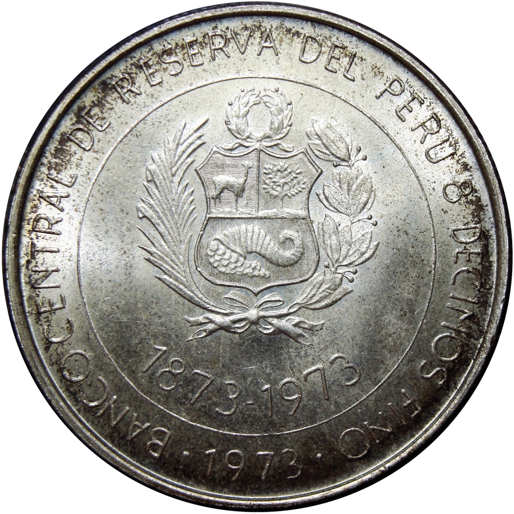 Perú Moneda de Plata 100 Soles de Oro 1973  - Numisfila