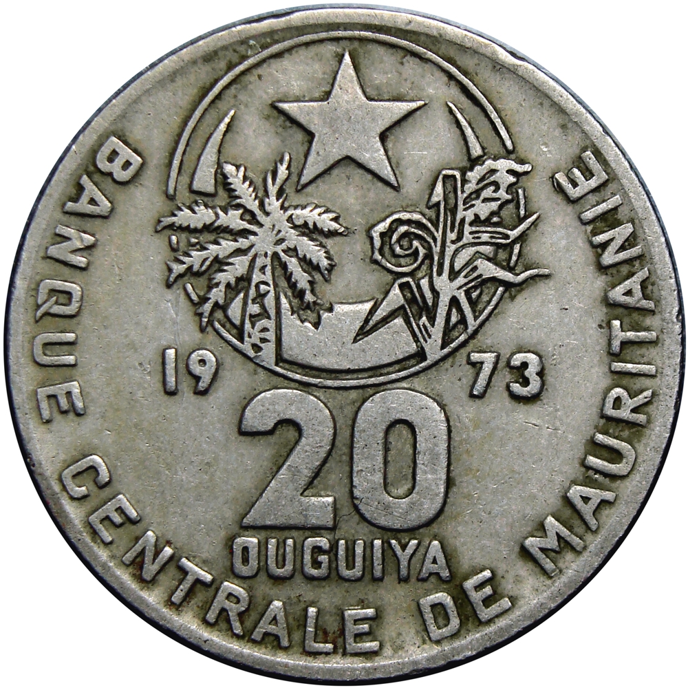 Mauritania Moneda 20 Ouguiya 1973 - 1393  - Numisfila