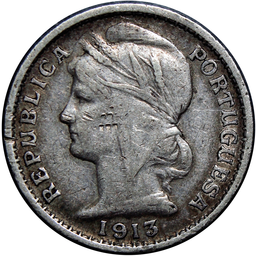 Portugal Moneda de Plata 20 Centavos 1916 La Libertad - Numisfila