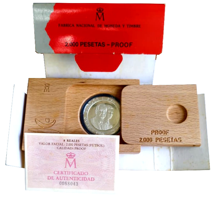Fútbol España Moneda de Plata 2000 Pesetas 1990 Barcelona 1992 Estuche original con Certificado - Numisfila