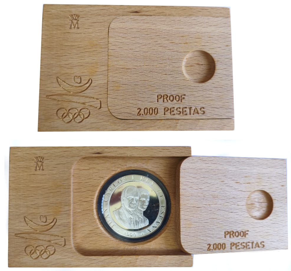 Fútbol España Moneda de Plata 2000 Pesetas 1990 Barcelona 1992 Estuche original con Certificado  - Numisfila