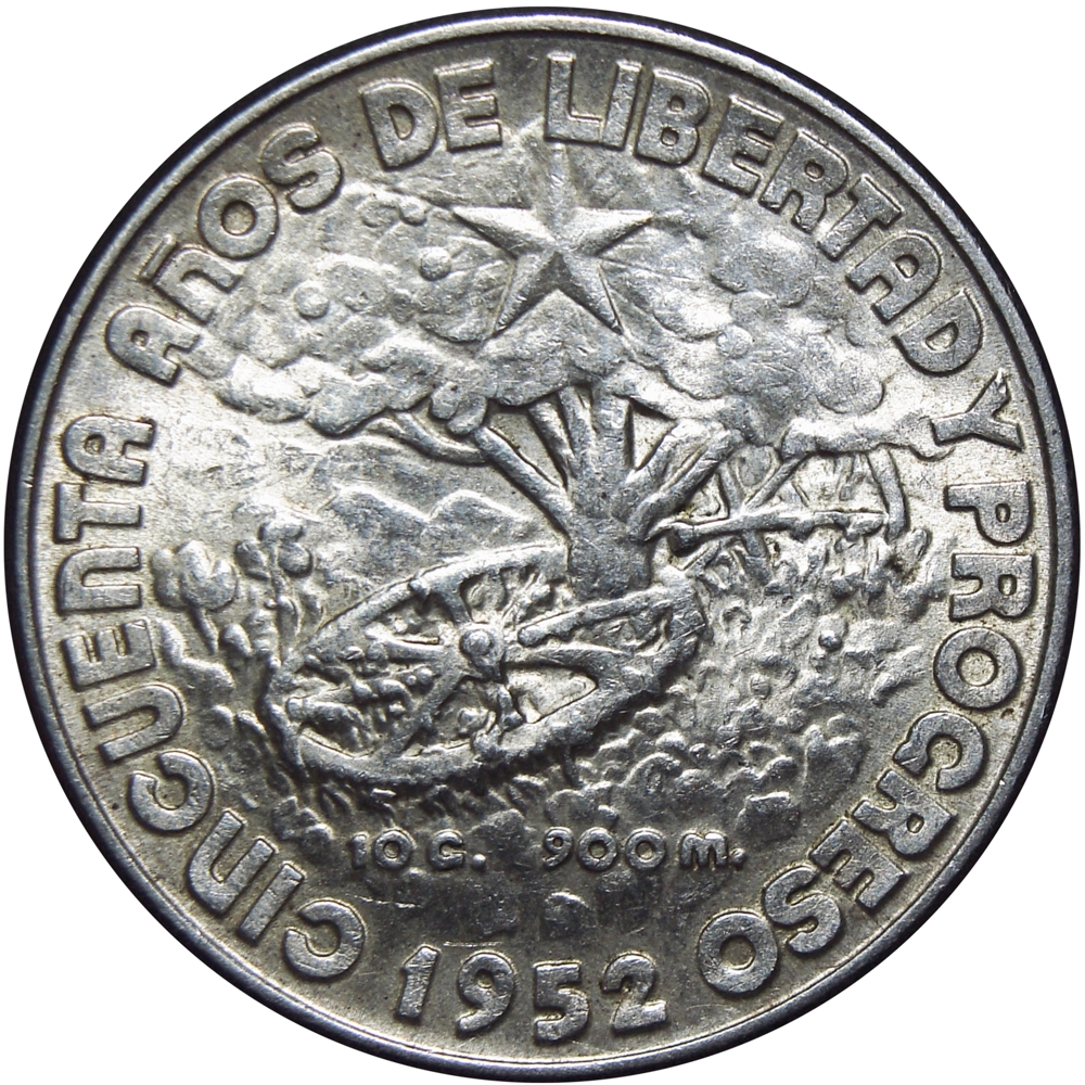 Cuba Moneda de Plata 40 Centavos 1952 Aniversario 50 de la República - Numisfila