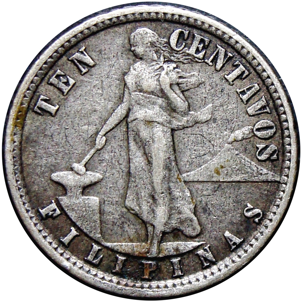 Filipinas Moneda de Plata 10 Centavos 1921 Libertad - Numisfila