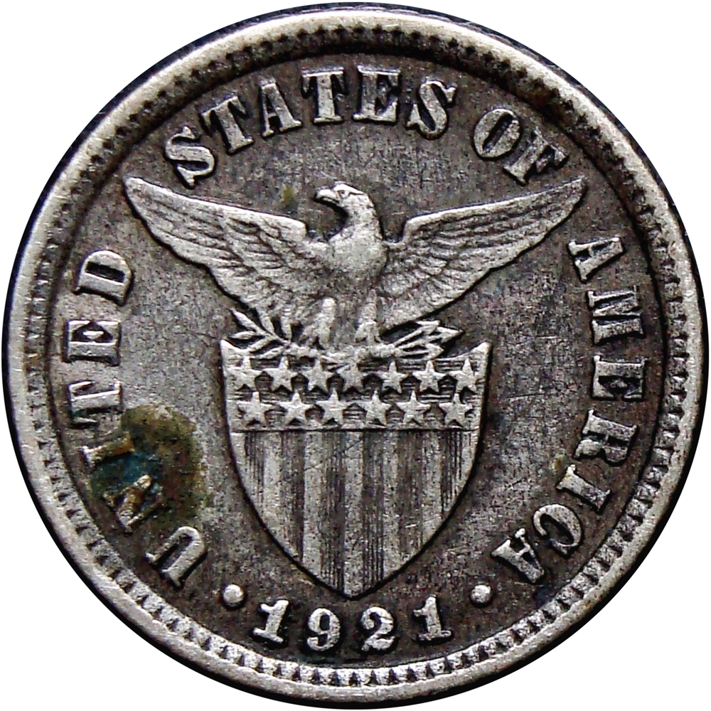 Filipinas Moneda de Plata 10 Centavos 1921 Libertad  - Numisfila