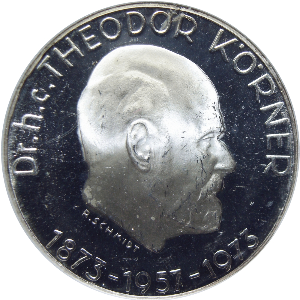 Austria Moneda de Plata Proof  50 Schilling 1973 Dr. Thedor Koerner    - Numisfila