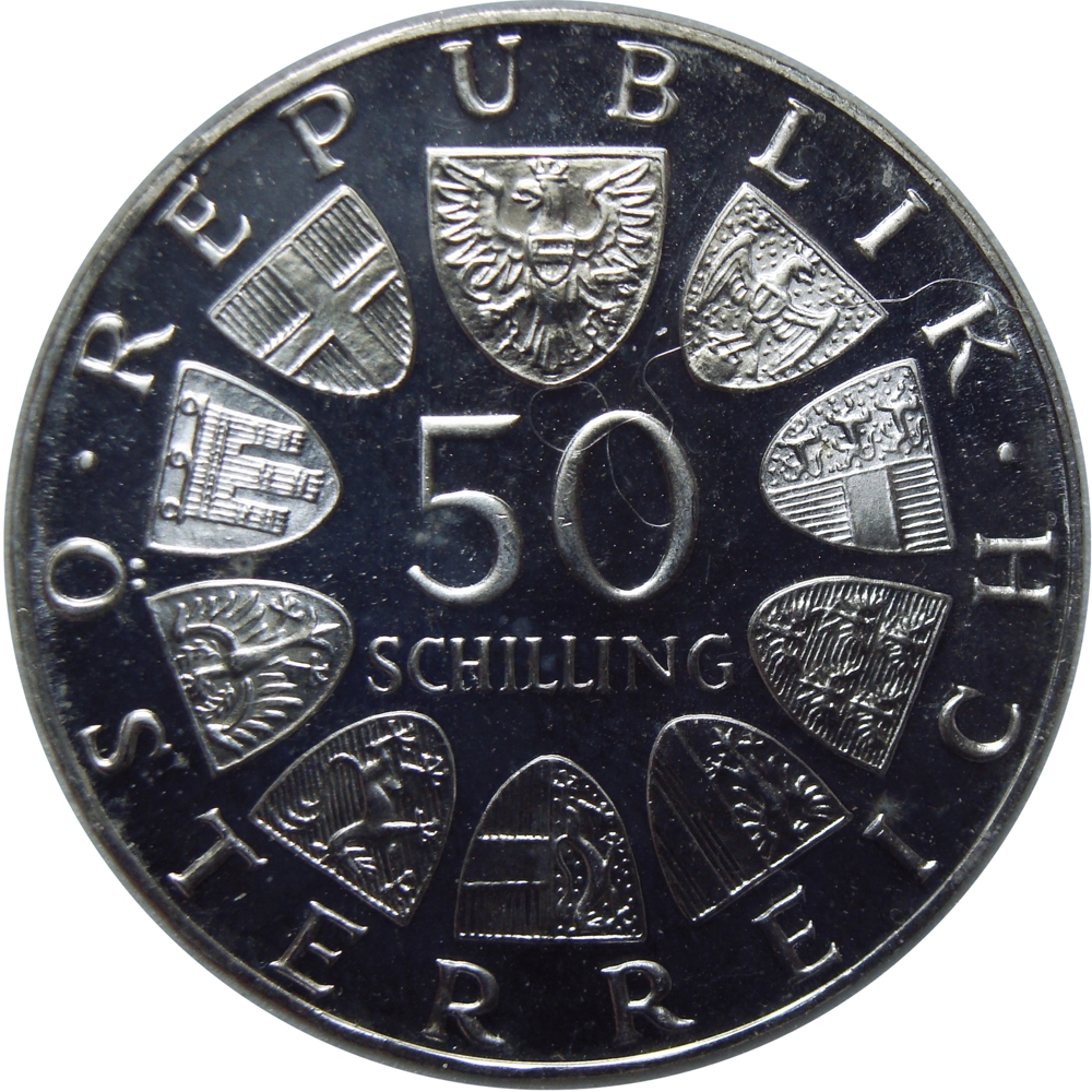 Austria Moneda de Plata Proof  50 Schilling 1973 Dr. Thedor Koerner    - Numisfila