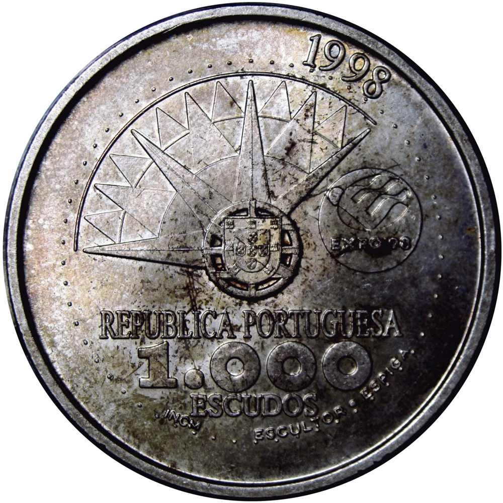 Portugal Moneda de Plata 1000 Escudos 1998 Año Internacional de Los Océanos  - Numisfila