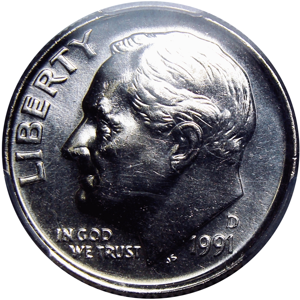 EE.UU. Moneda 10 Cents 1991 D PCGS MS65 "Roosevelt Dime"  - Numisfila