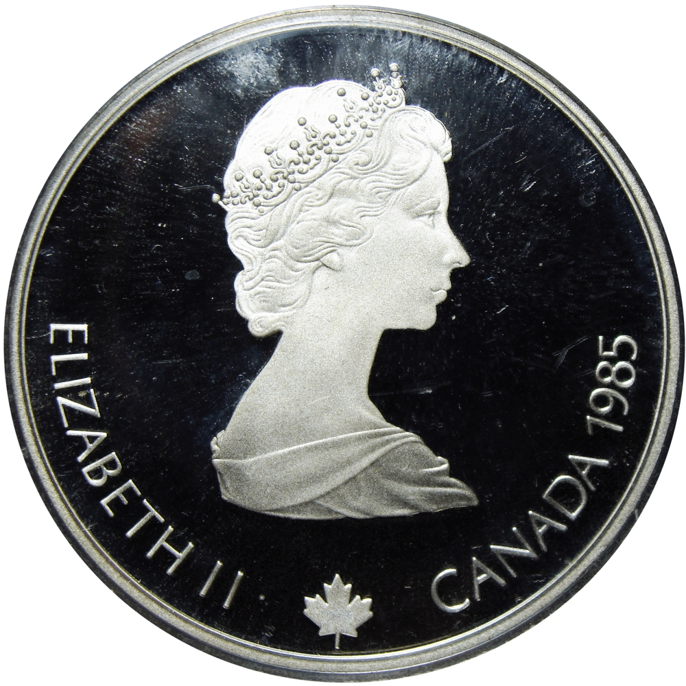 Canadá Moneda 20 Dollars 1985 Esquiador Calgary 1988  - Numisfila