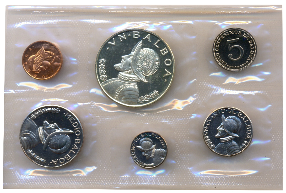 Panamá Proof de 6 Monedas 1973 Set de: 1 Centésimo; 5, 10, 25, 50 Centésimos, y 1 Balboa - Numisfila