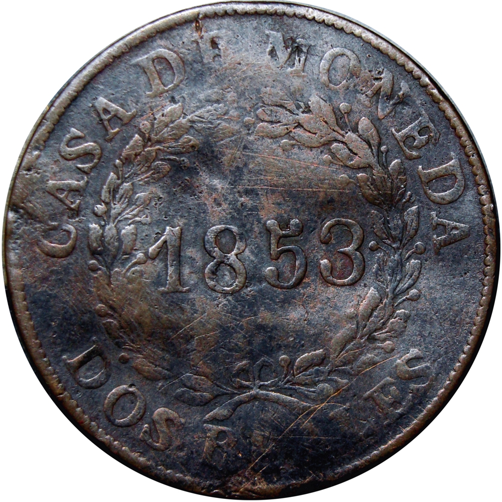 Argentina Moneda de Cobre 2 Reales 1853 Provincia Buenos Aires  - Numisfila