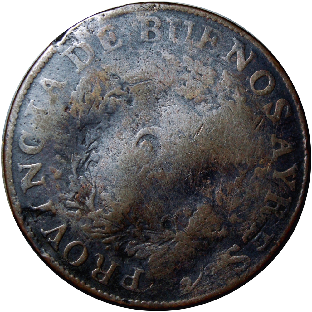 Argentina Moneda de Cobre 2 Reales 1853 Provincia Buenos Aires   - Numisfila