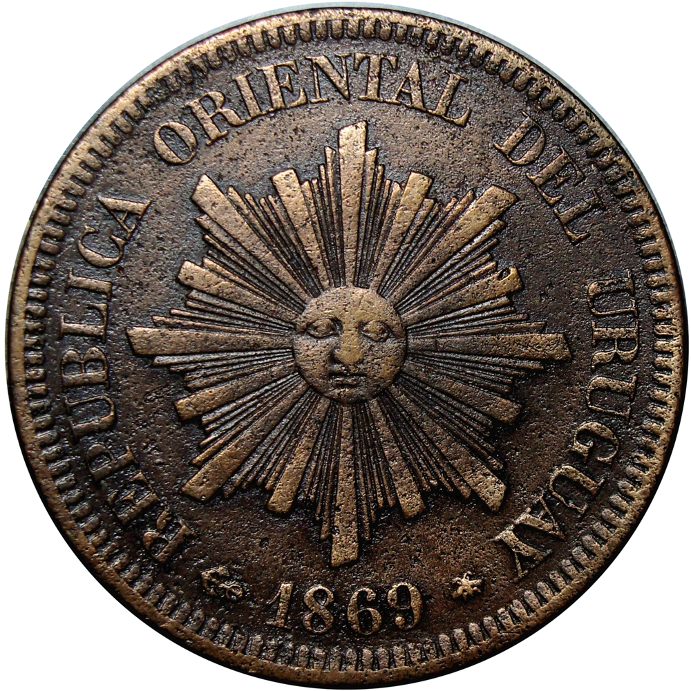 Uruguay Moneda de Bronce 2 Centésimos 1869 A - Numisfila
