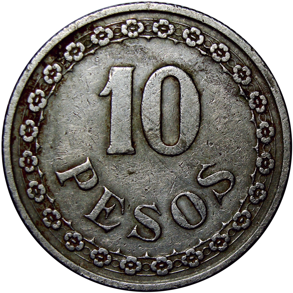 Paraguay Moneda 10 Pesos 1939 Estrella Radiante - Numisfila