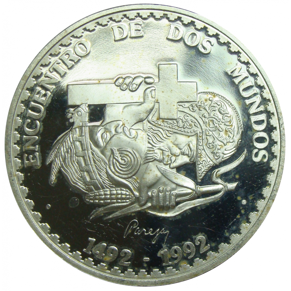 Moneda Peru 1 Nuevo Sol Encuentro de Dos Mundos 1991 - Numisfila