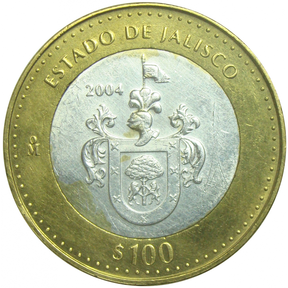 Moneda 100 Pesos Plata Mexico 2004 Jalisco  - Numisfila