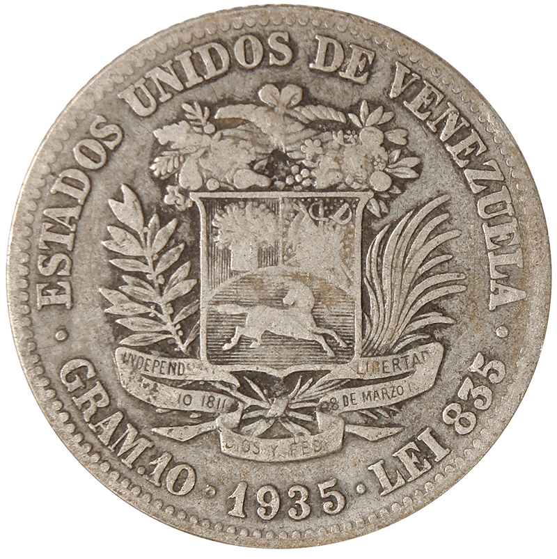 Moneda 2 Bolívares de Plata 1935  - Numisfila