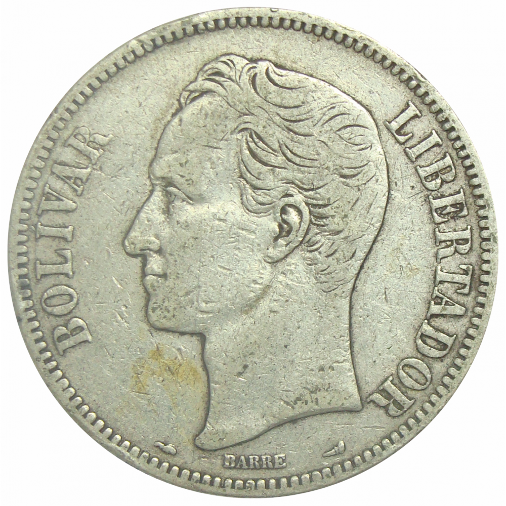 Moneda 5 Bolívares Plata 1911 Angosta  - Numisfila