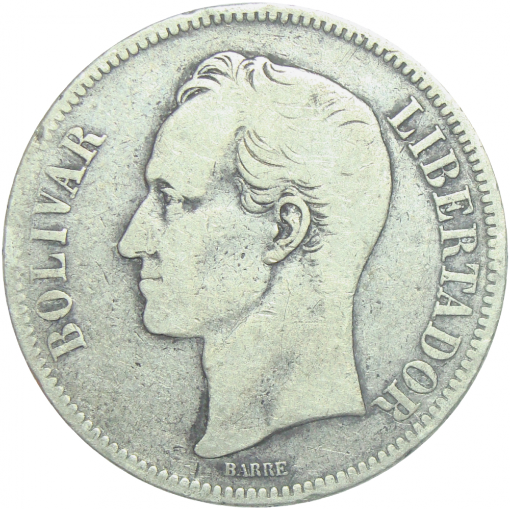 Moneda 5 Bolívares Fuerte 1886 Ancho  - Numisfila