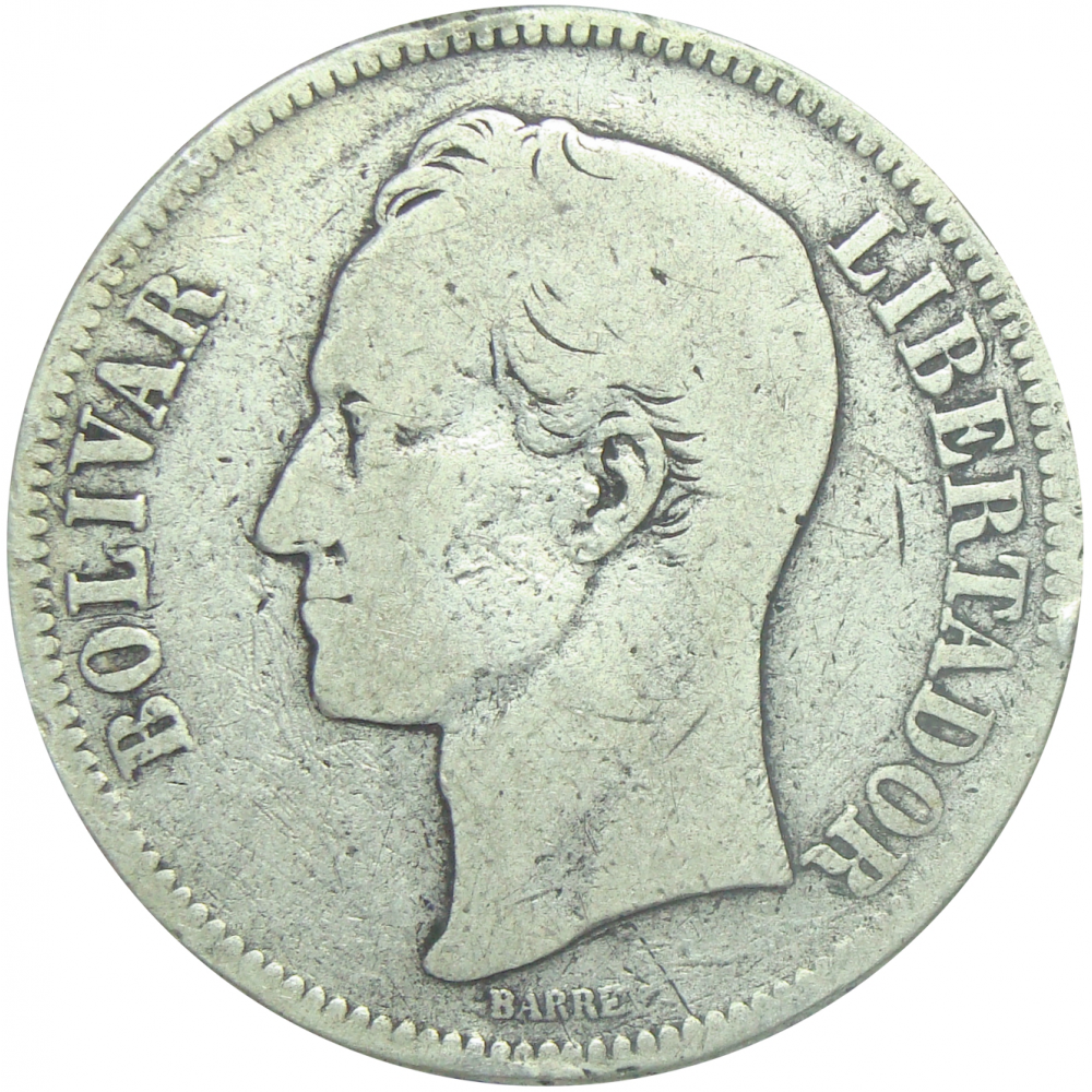 Moneda 5 Bolívares - Fuerte 1888 Variante 2do "8" alto  - Numisfila