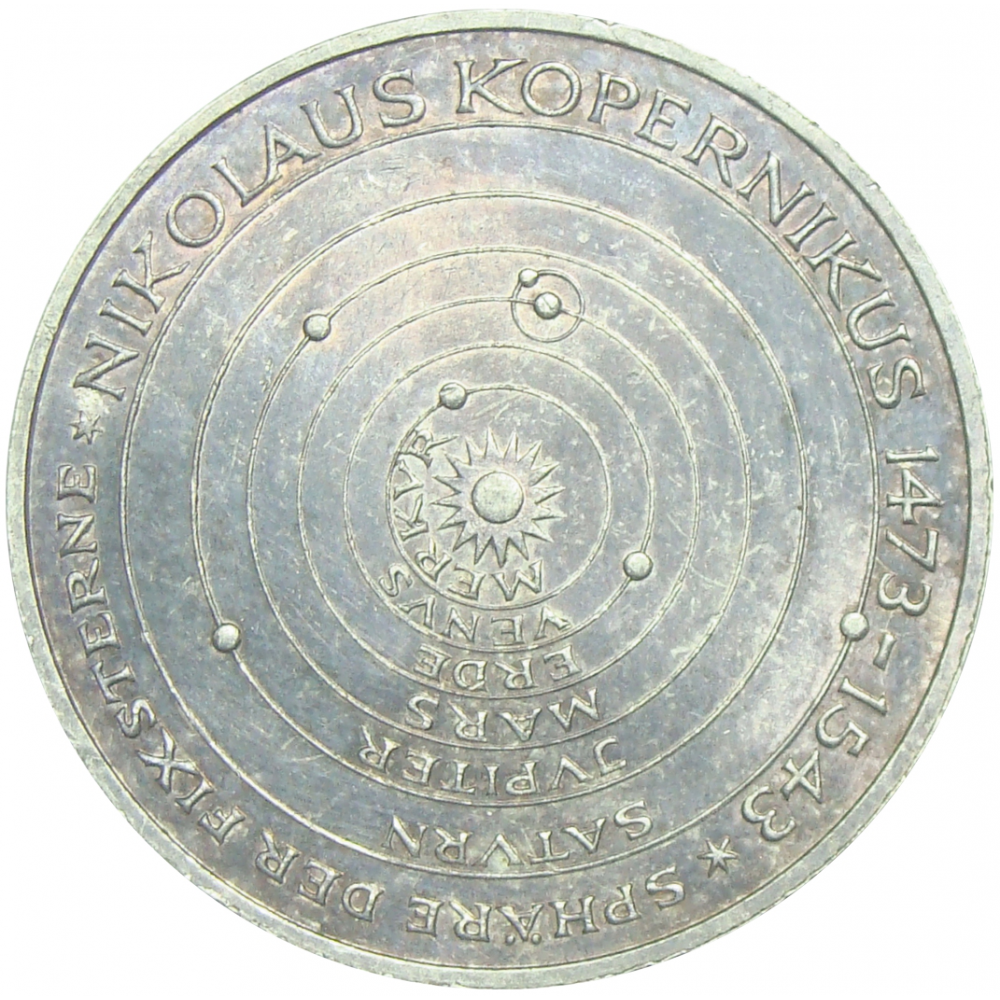Moneda Plata Alemania Copérnico 5 Deutsche Mark 1973 500 Aniversario Nacimiento  - Numisfila