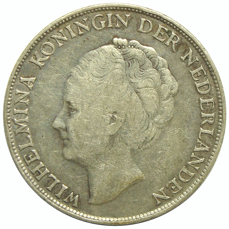 Moneda Curazao 1 Gulden 1944 Reina Wilhelmina  - Numisfila