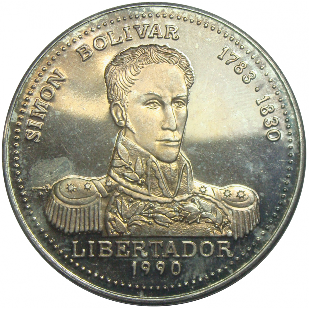 Moneda Plata Cuba 10 Pesos 1990 Simón Bolívar  - Numisfila