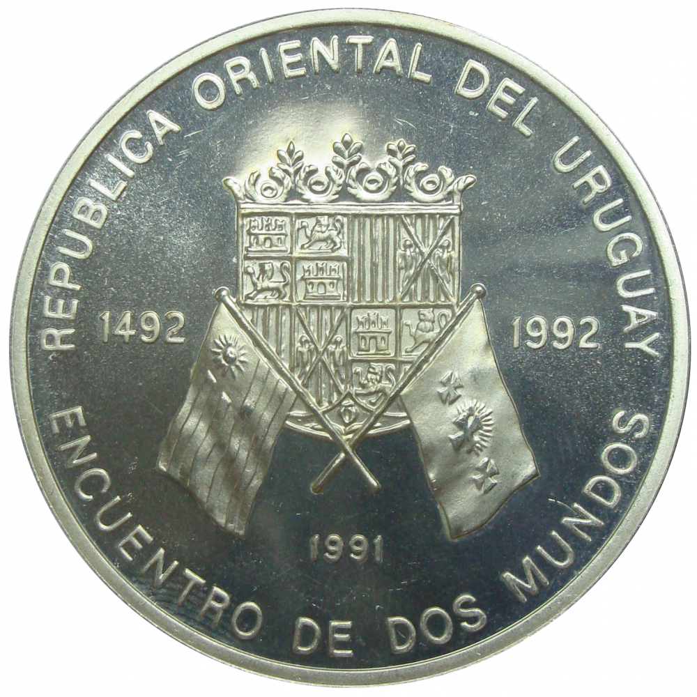 Moneda Uruguay 50.000 Nuevos Pesos 1991 Encuentro de Dos Mundos  - Numisfila