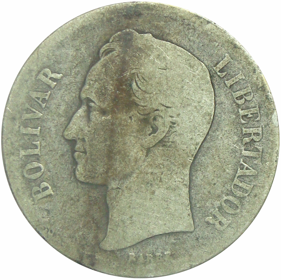 Moneda 2 Bolívares 1887 - 2do 8 Alto Difícil   - Numisfila