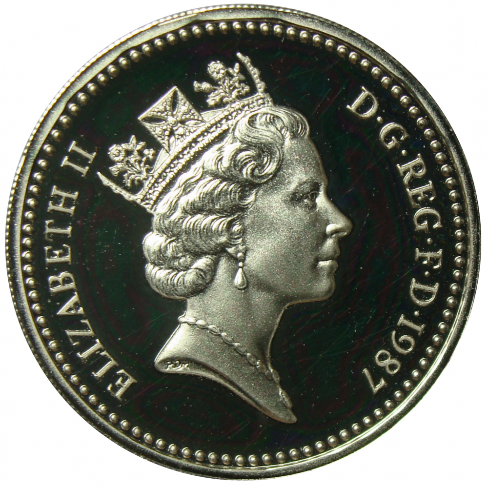 Moneda Gran Bretaña 1 Pound Plata 1987 Reina Elizabeth Moneda Gran Bretaña 1 Pound Plata 1987 Reina Elizabeth