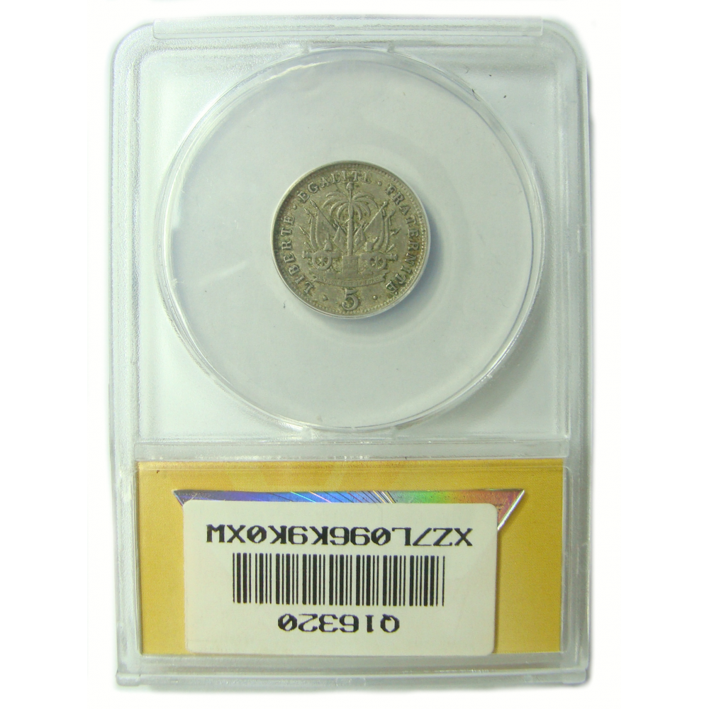 Moneda Haiti 5 Céntimos 1905 Cápsula ANACS EF40  - Numisfila