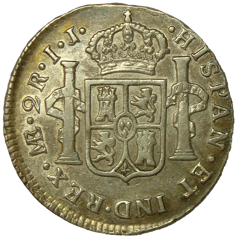 Moneda Peru 2 Reales 1788 IJ Carlos III  - Numisfila