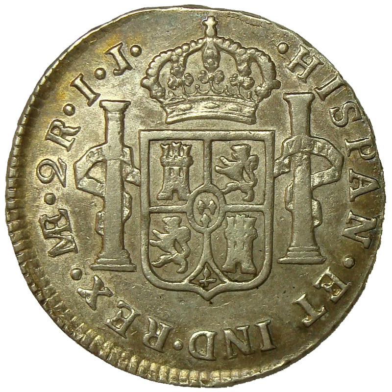 Moneda Peru 2 Reales 1788 Ceca IJ Carlos III  - Numisfila