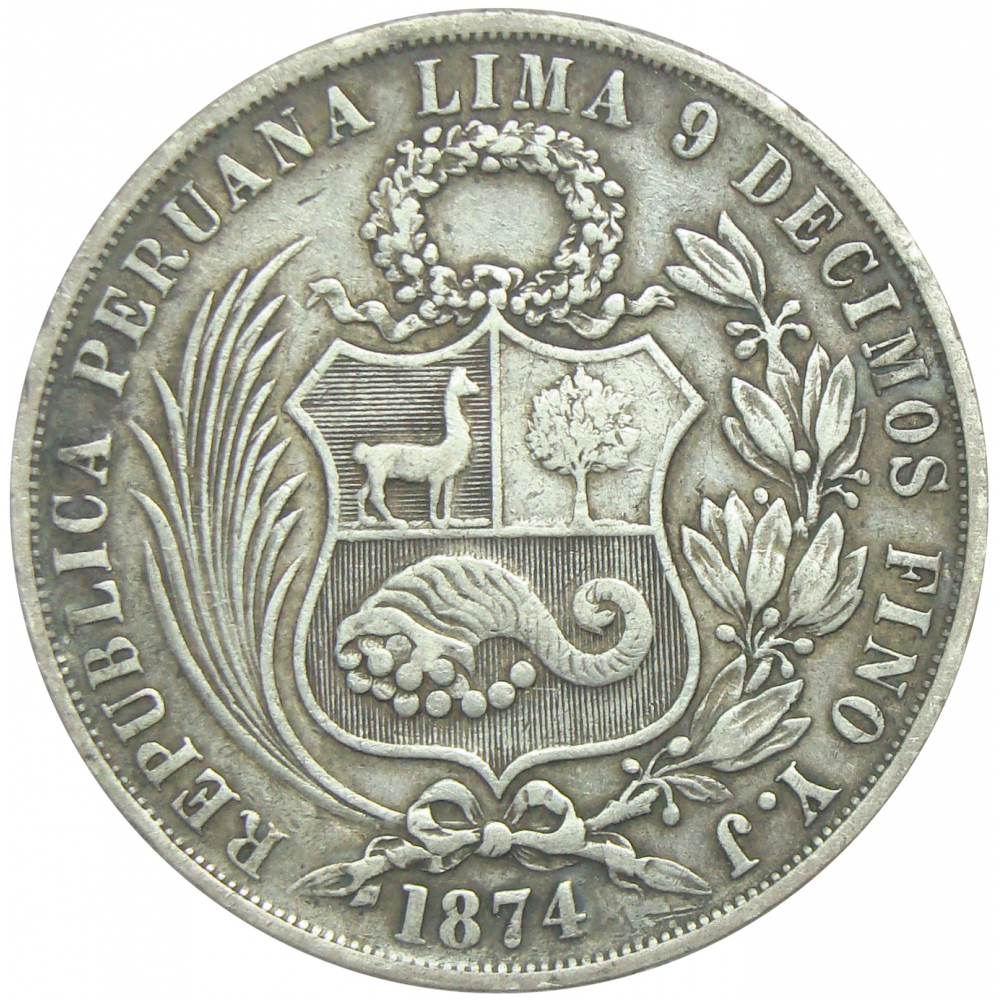 Moneda Perú de 1 Sol de 1874  - Numisfila