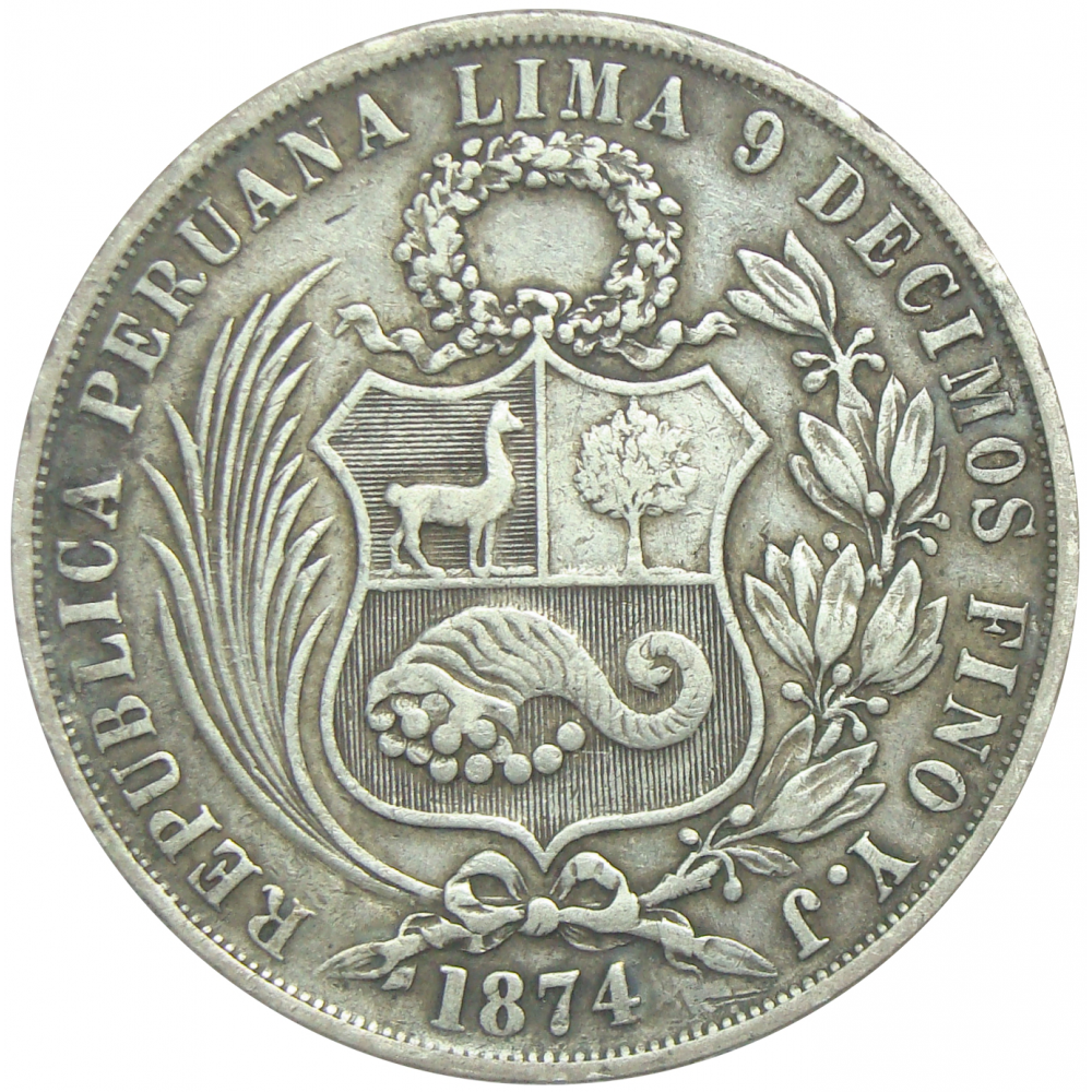 Moneda Perú de 1 Sol de 1874 - Numisfila