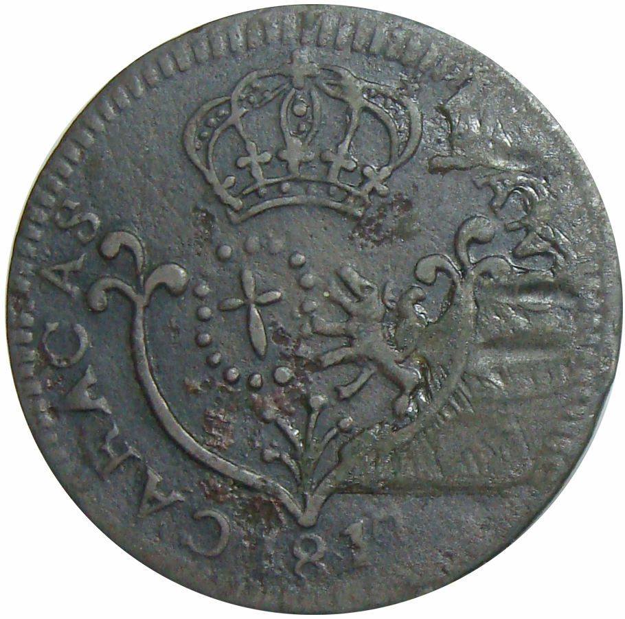 Moneda Caracas ¼ Real 1817 Fecha Pequeña - Cuartillo   - Numisfila