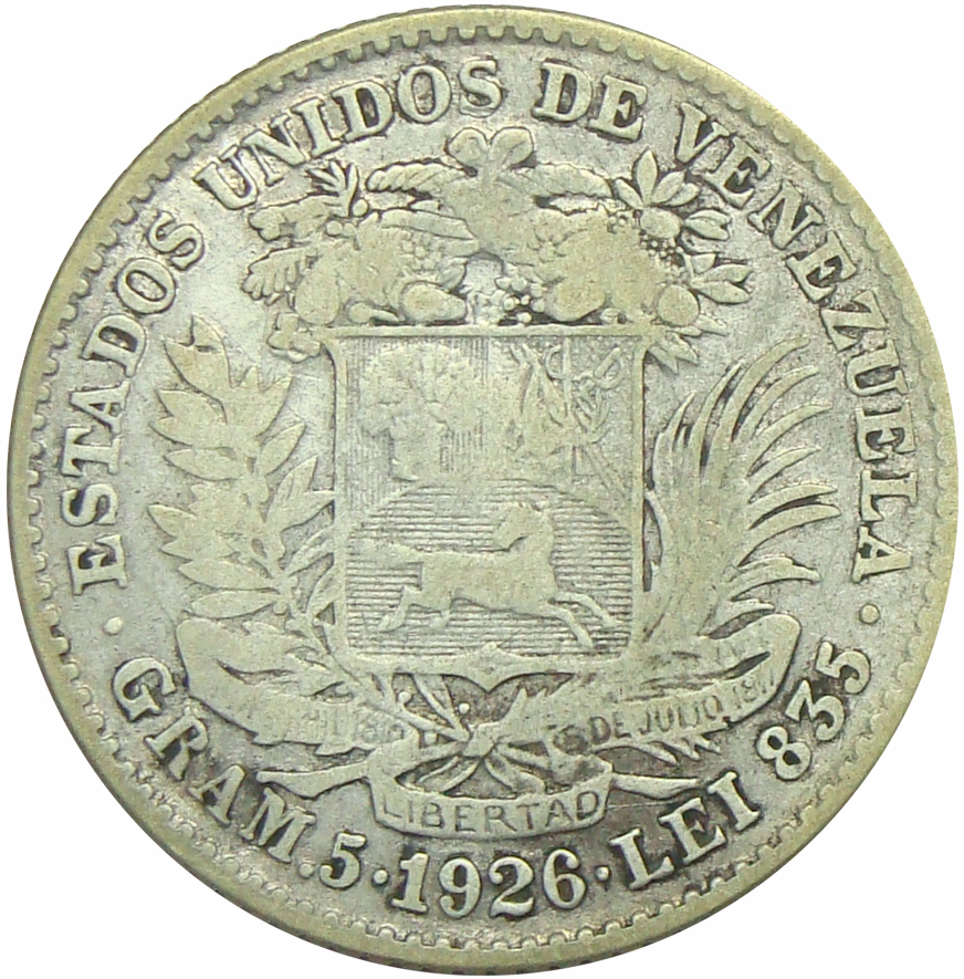 Moneda 1 Bolivar de Plata 1926  - Numisfila