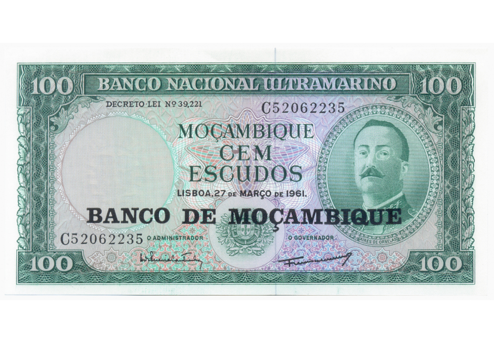 Billete Mozambique 100 Escudos 1961 Aires de Ornelas  - Numisfila