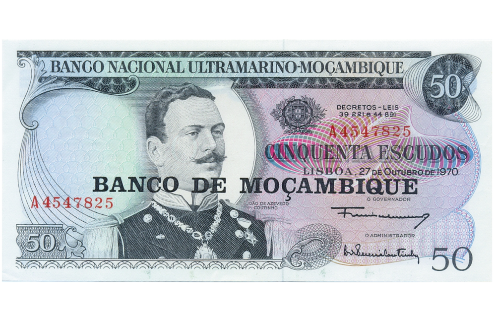 Billete Mozambique 50 Escudos 1970/1976 João de Azevedo Coutinho  - Numisfila