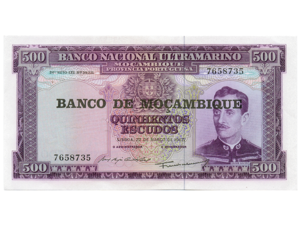 Billete Mozambique 500 Escudos 1976 Sobreimpresión en 1967 Banco de Moçambique - Numisfila
