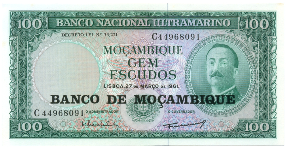 Billete Mozambique 100 Escudos 1961 Aires de Ornelas - Numisfila