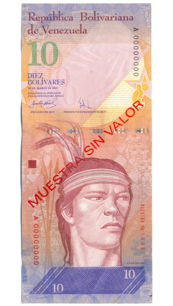 Muestra Sin Valor Billete 10 Bolívares 2007 #1905 - Numisfila