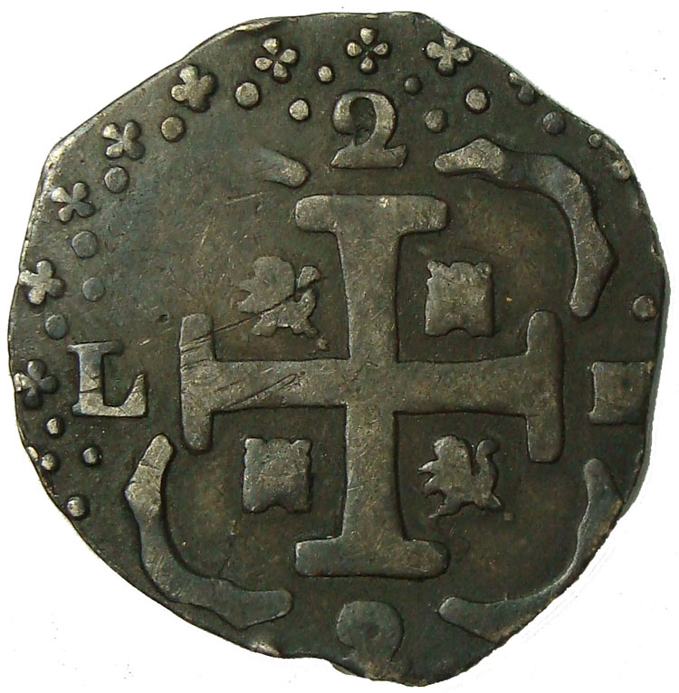 Moneda Macuquina 2 Reales 182 ML Colonial  - Numisfila